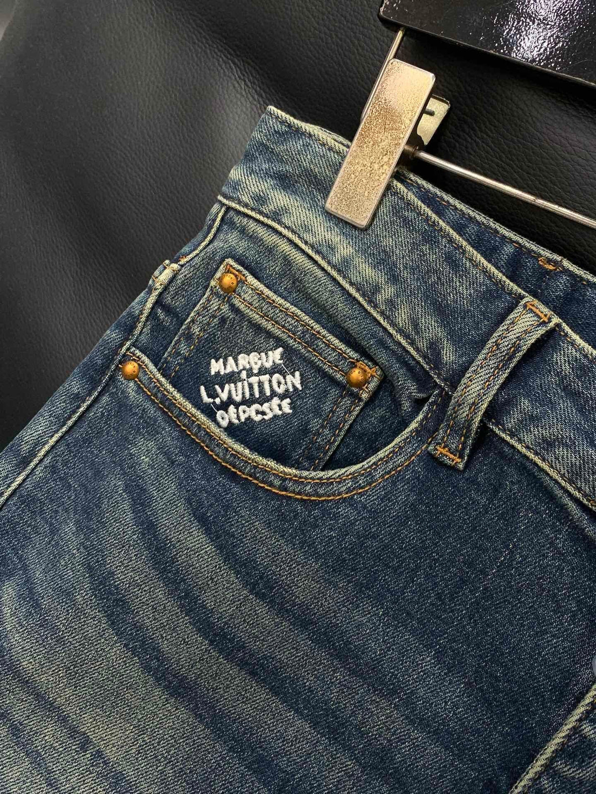 SLIM-FIT FADED DENIM JEANS