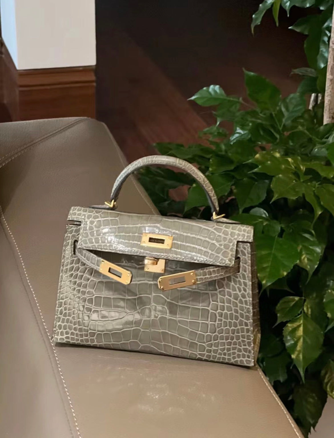 TAUPE CROCODILE BAG
