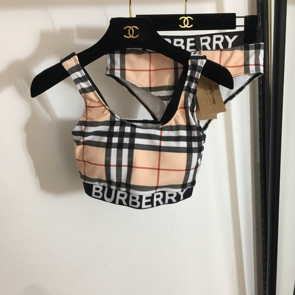 CHECK PRINT SPORT BAND BIKINI SET