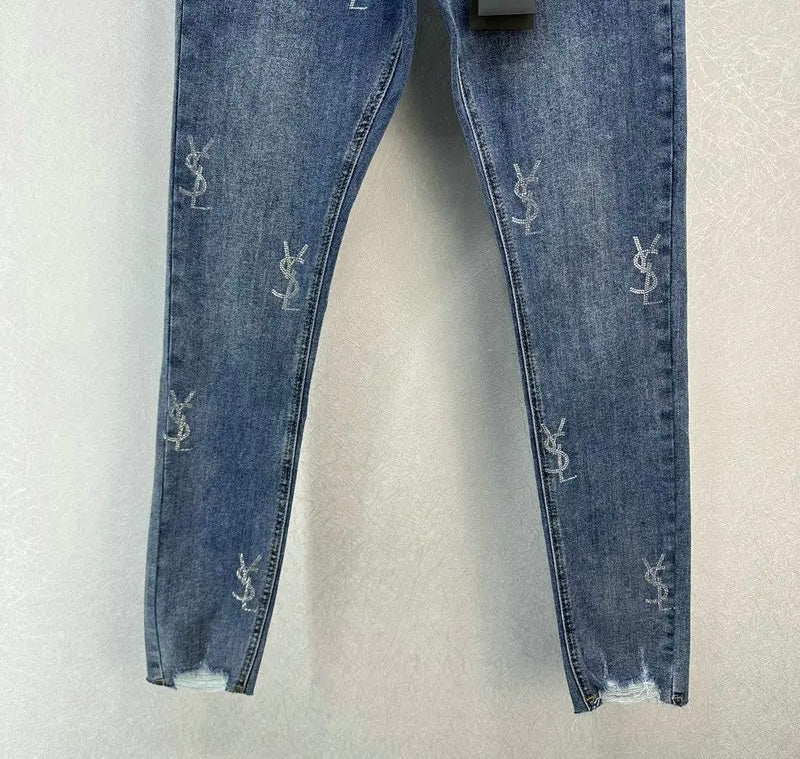 LOGO EMBROIDERED SLIM FIT DENIM JEANS