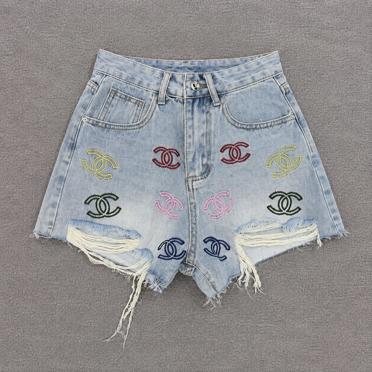 DISTRESSED DENIM SHORTS