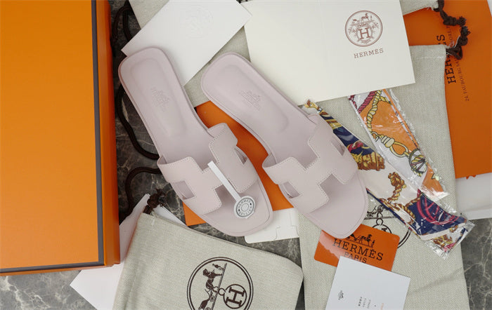 PASTEL H-CUT LEATHER SLIDE SANDALS