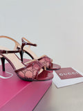BURGUNDY STRAPPY HEEL SANDALS