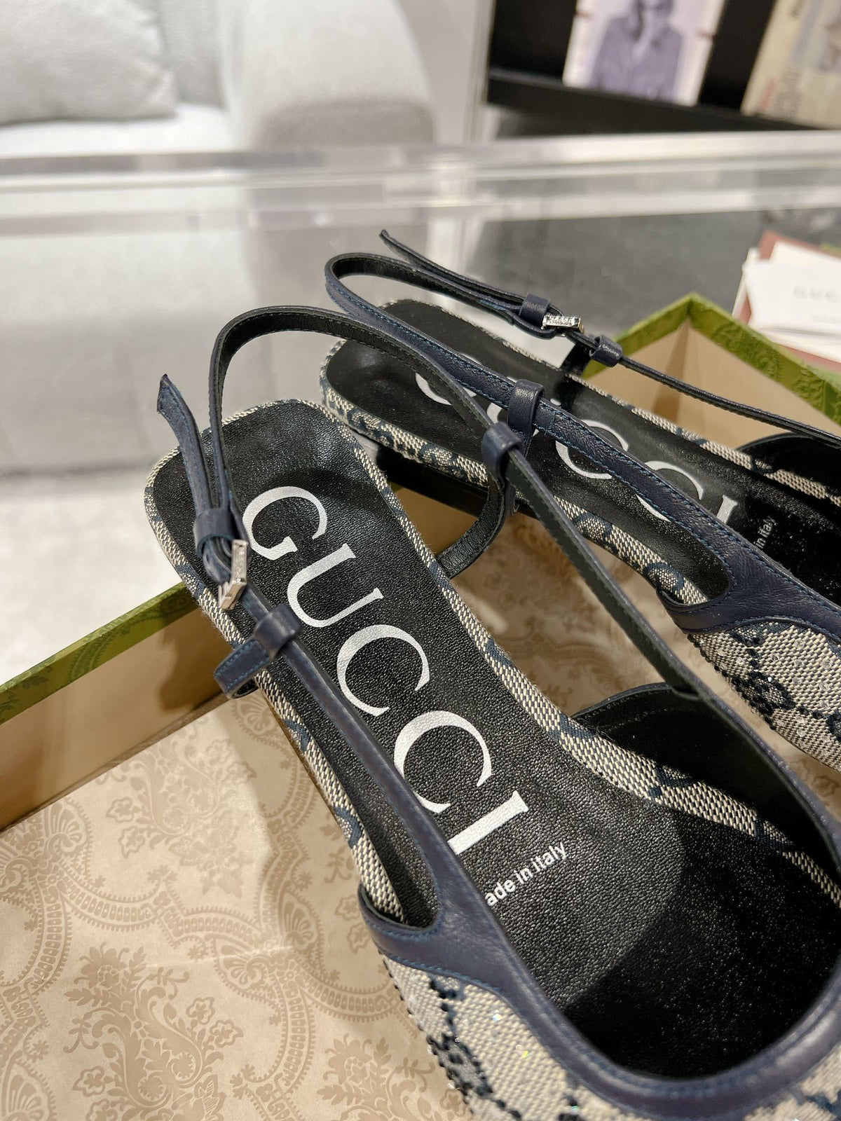 MONOGRAM SLINGBACK POINTED FLATS