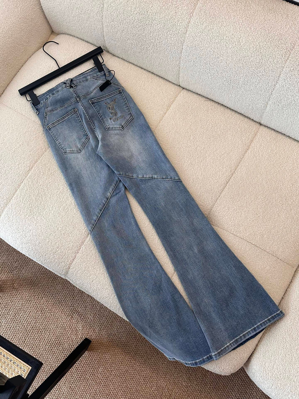 PANELLED FLARE DENIM JEANS