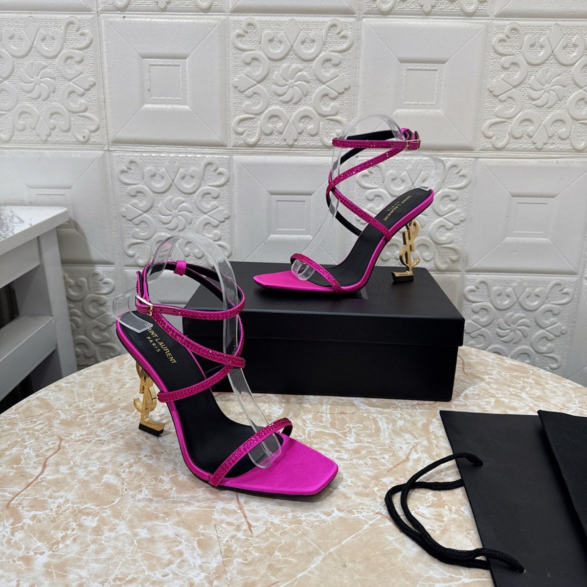 PINK STRAPPY HEEL SANDALS