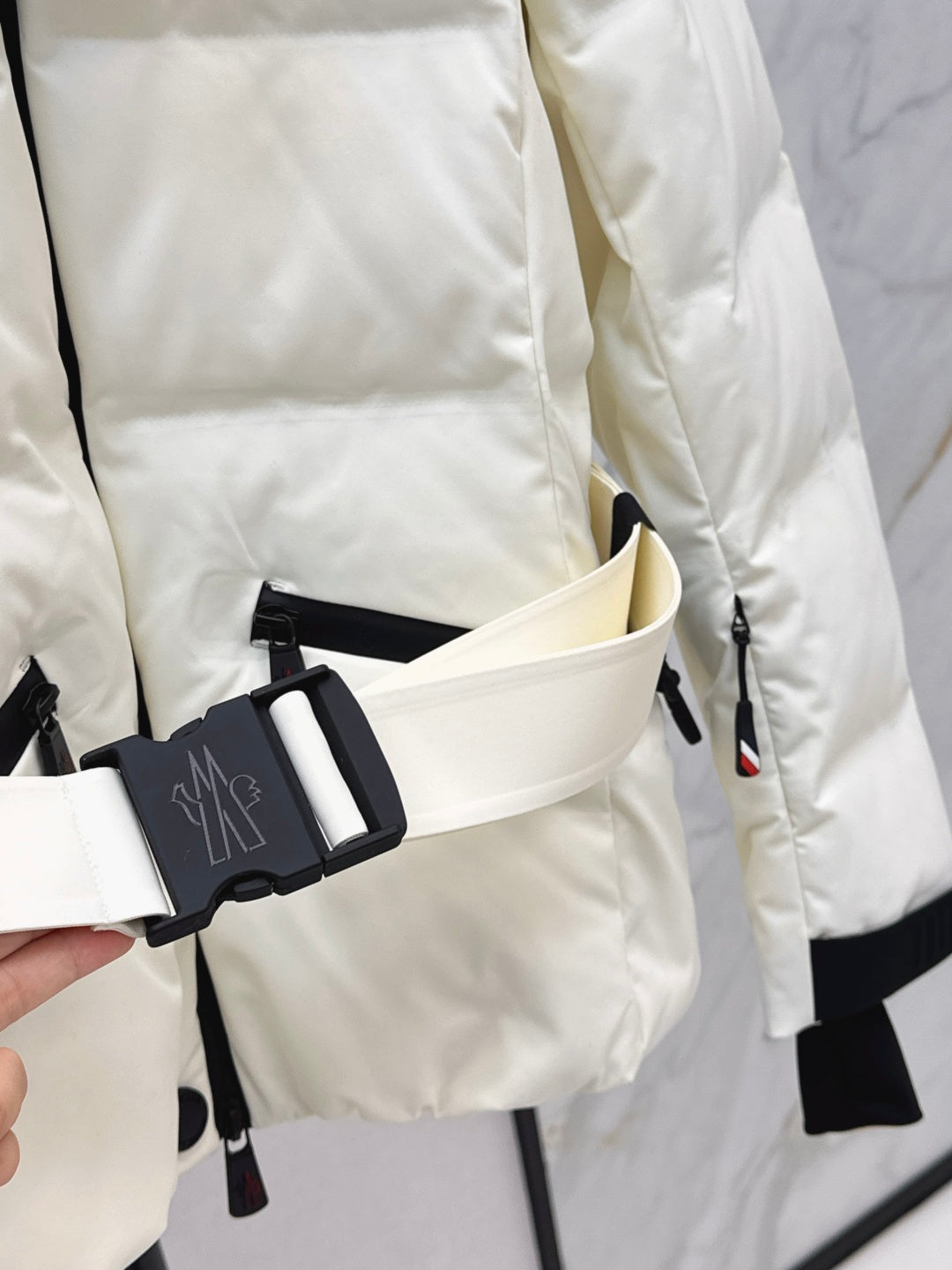 BELTED HOODED QUILTED PUFFER JACKET
