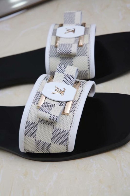 WHITE CHECK BUCKLE STRAP SLIDE SANDALS