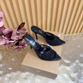 BLACK RHINESTONE MULE HEELS