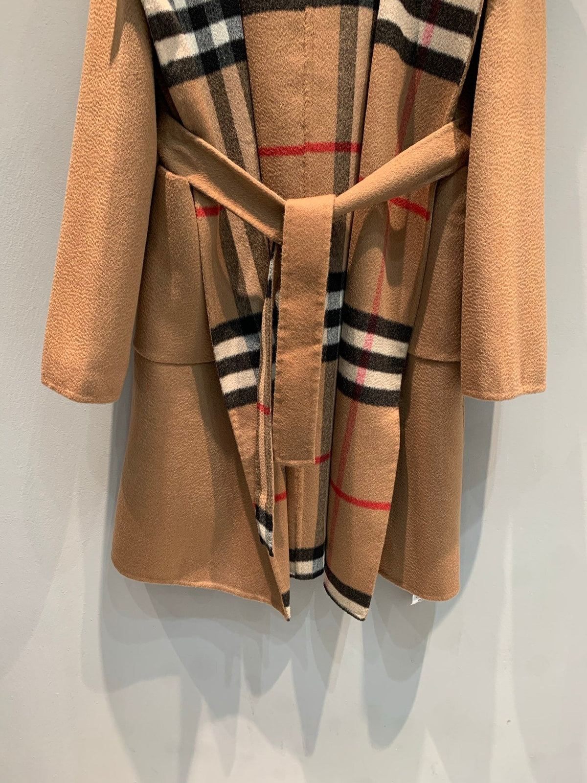 CLASSIC CHECK PANEL BELTED HOODED COAT