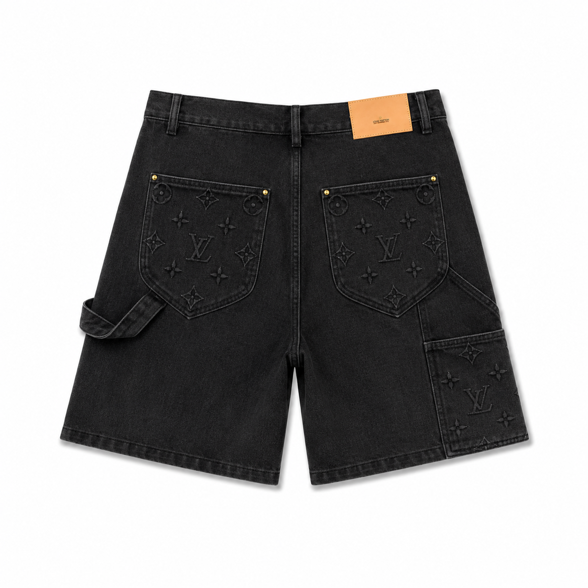 EMBOSSED MONOGRAM DENIM SHORTS
