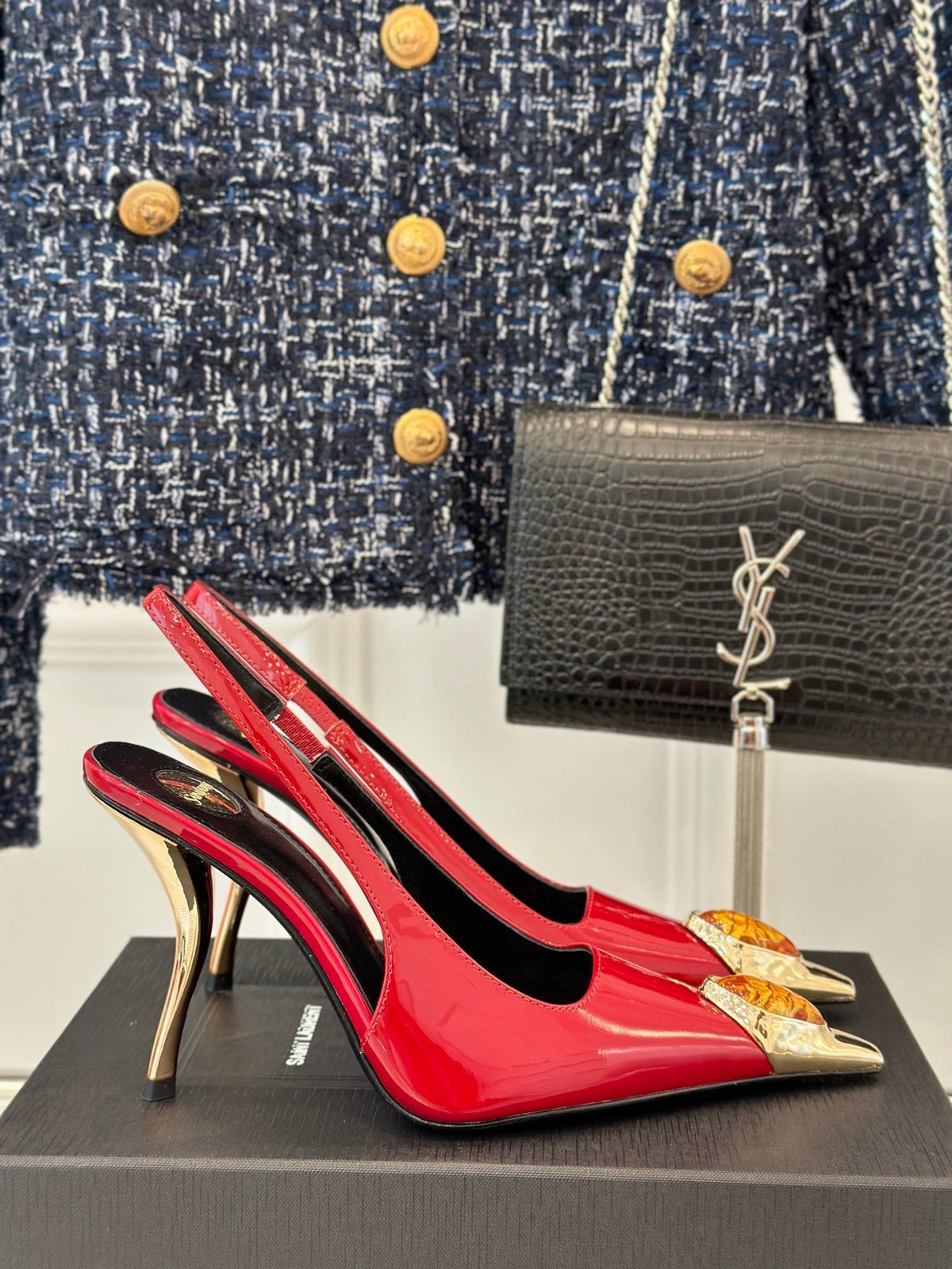 RED PATENT SLINGBACK HEELS
