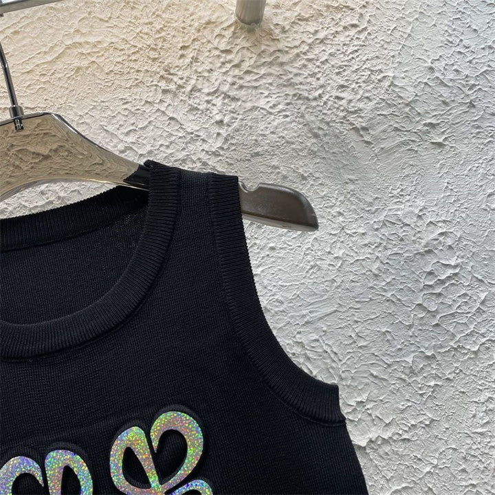 RAINBOW ANAGRAM EMBELLISHED KNIT TANK TOP
