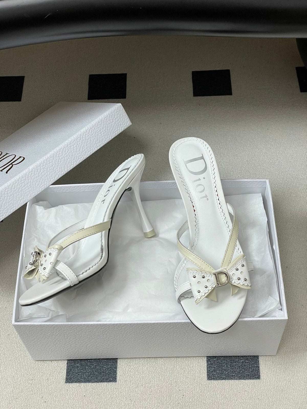 IVORY BOW DETAIL STRAP STILETTO SANDALS