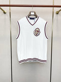 V-NECK KNIT VEST WITH EMBROIDERED CREST