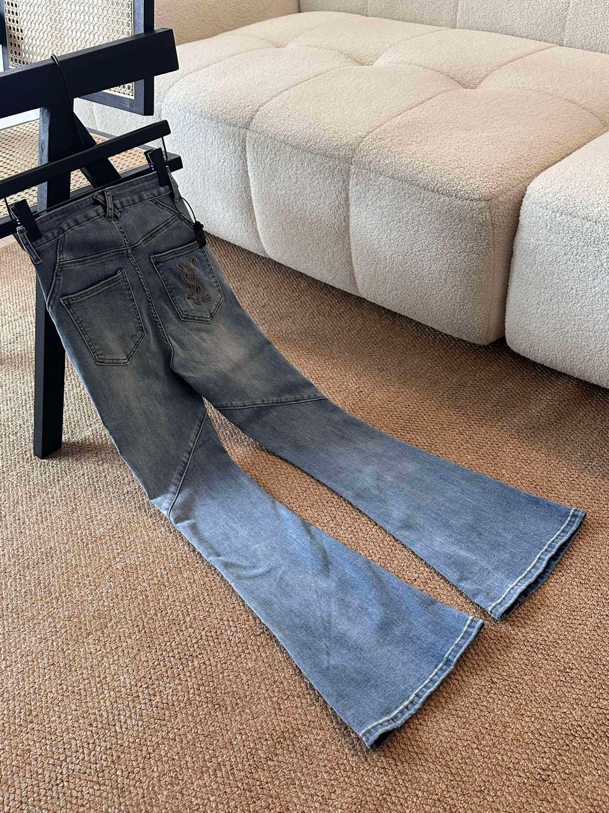 PANELLED FLARE DENIM JEANS