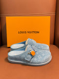 LIGHT BLUE SUEDE CLOGS