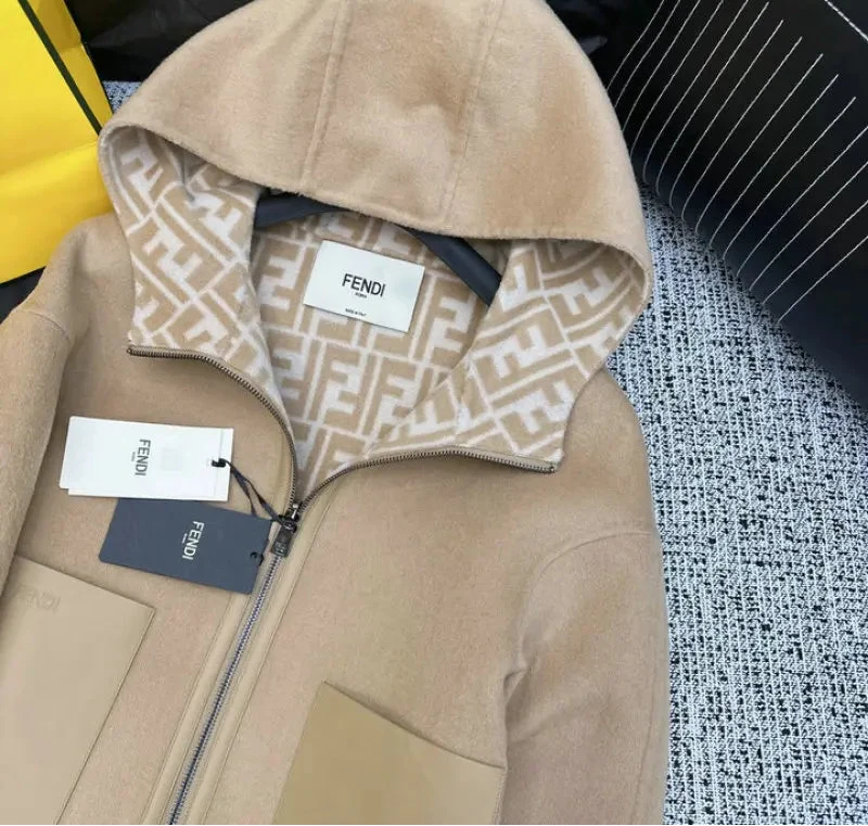 HOODED WOOL BLEND ZIP JACKET