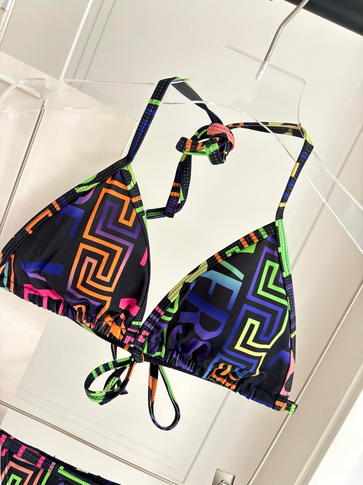MULTICOLOR GEO PRINT STRING BIKINI SET