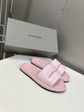 PASTEL PINK LOGO SLIDE SANDALS