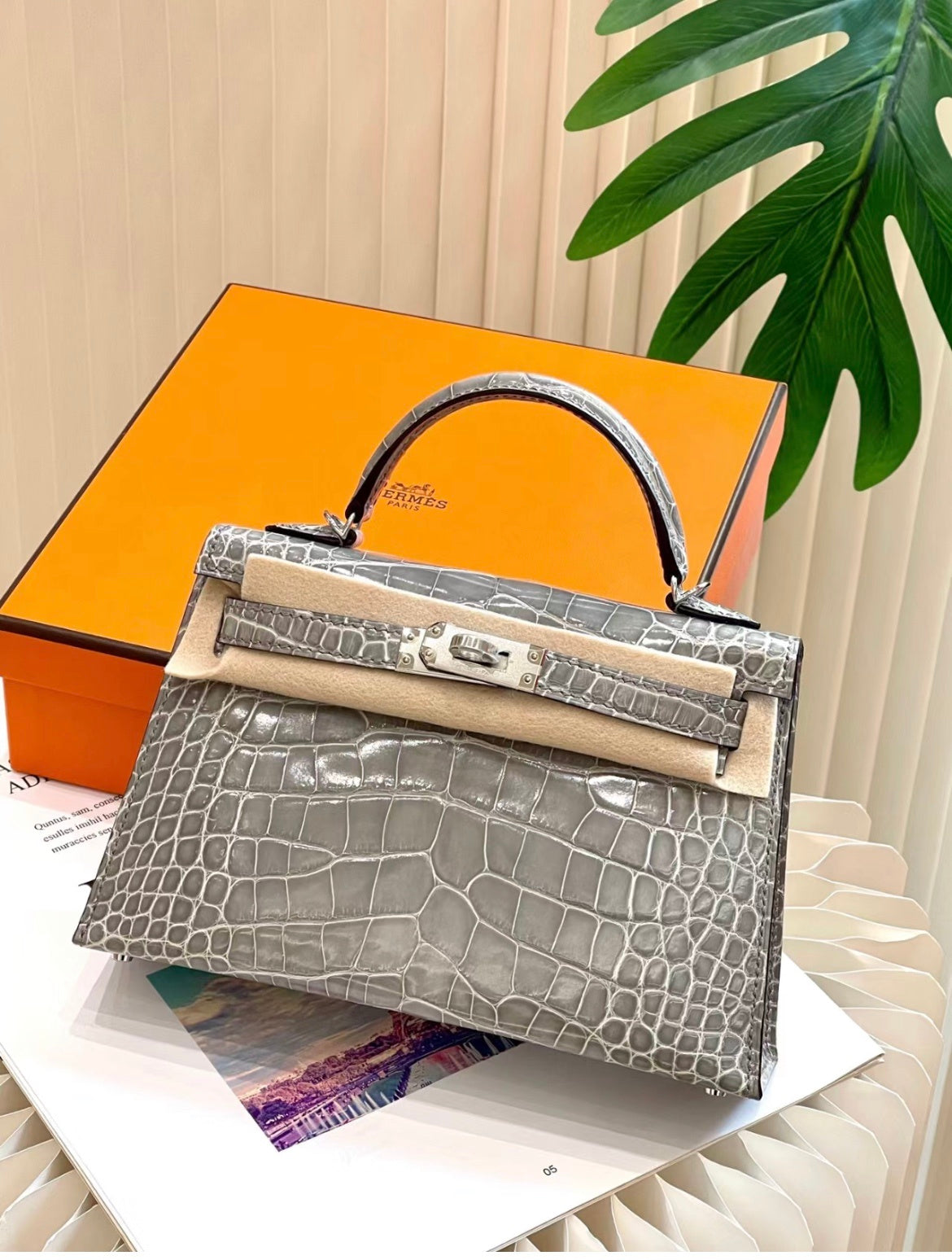 TAUPE CROCODILE BAG