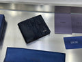 BLACK LEATHER AND CANVAS BIFOLD WALLET WITH TEXTURED MONOGRAM
