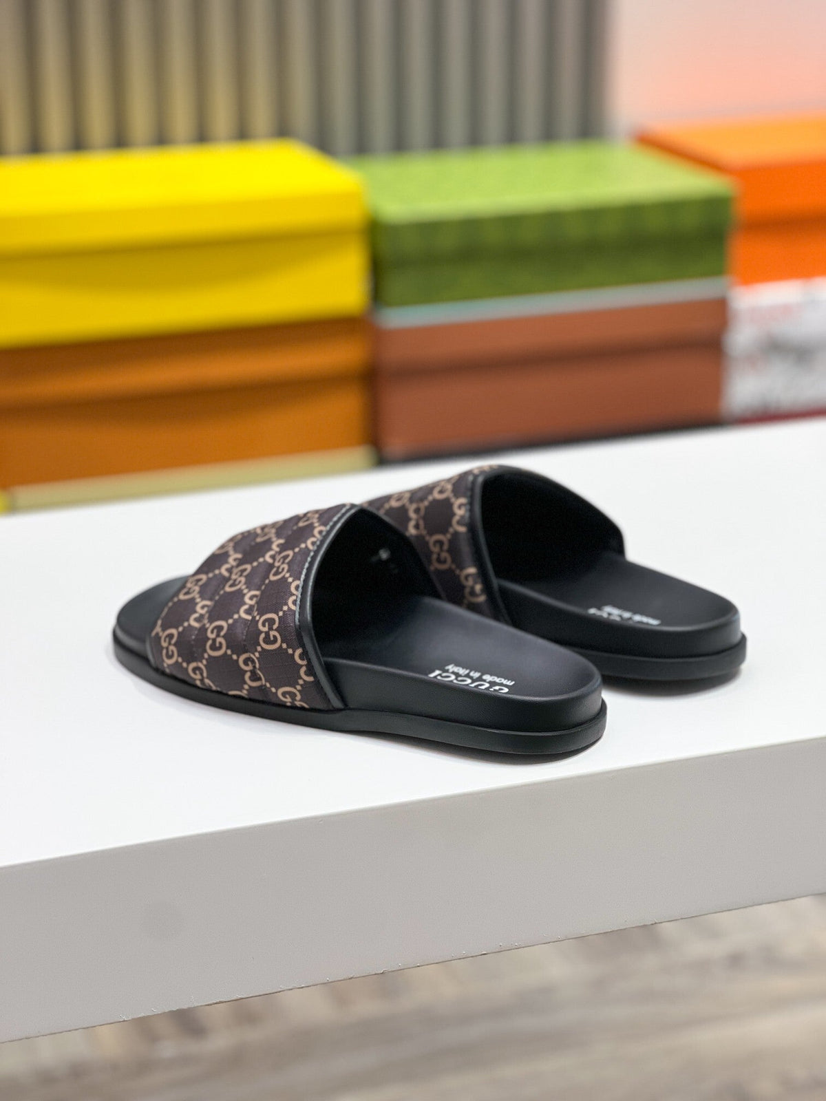 SIGNATURE MONOGRAM PADDED SLIDE SANDALS