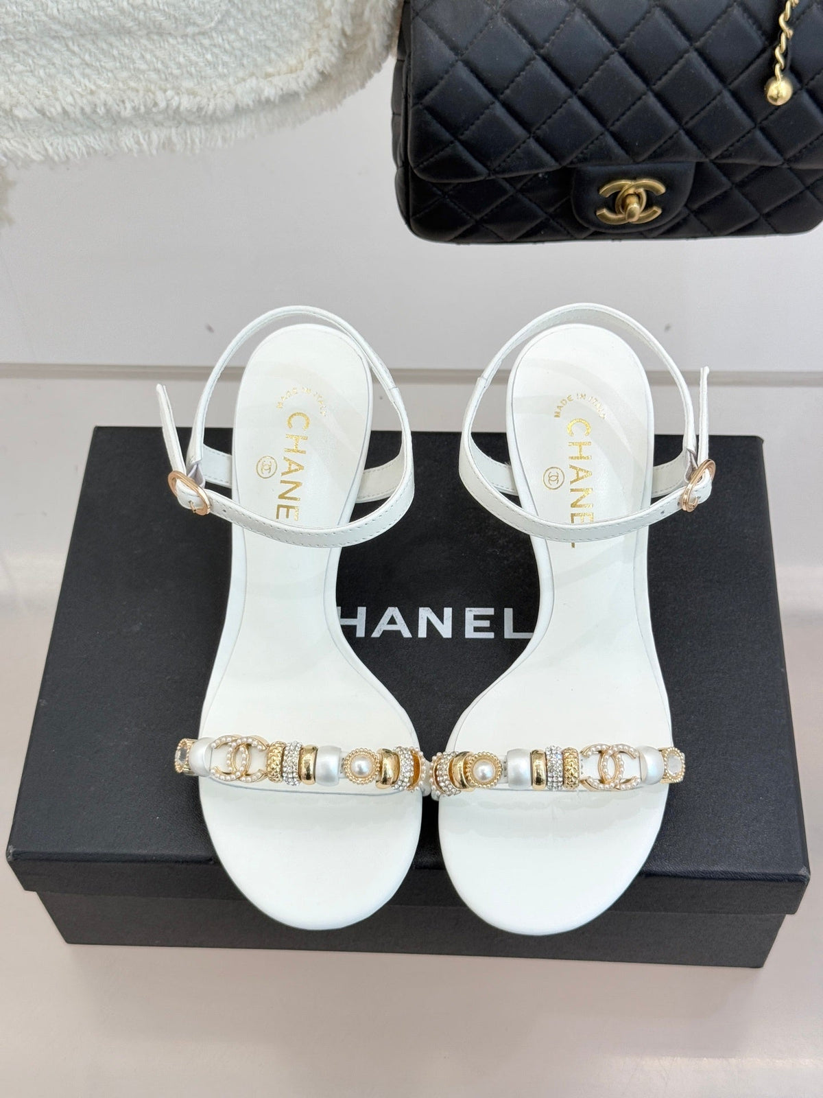 WHITE EMBELLISHED STRAPPY HEEL SANDALS