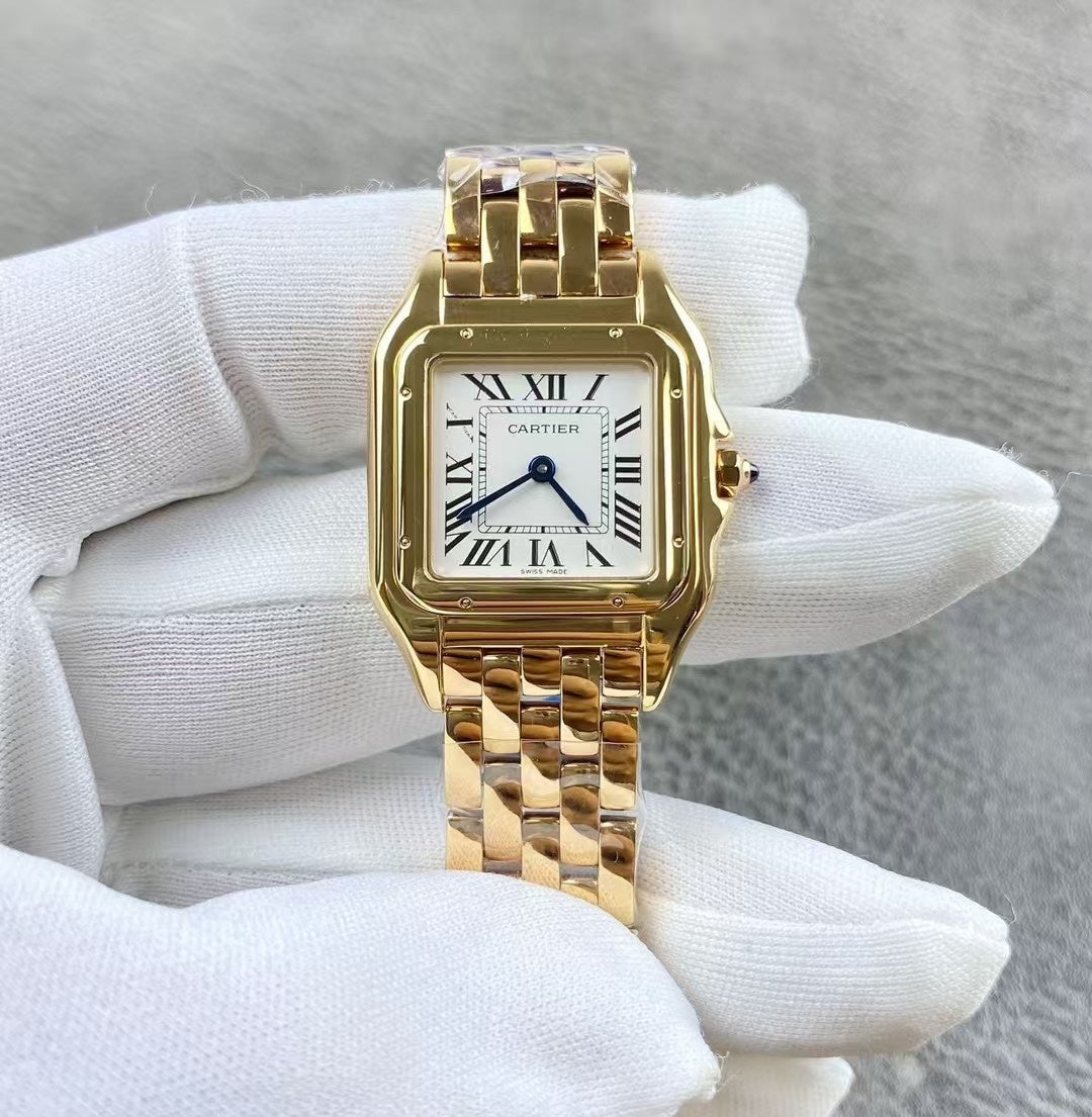 GOLD-TONE SQUARE DIAL WATCH