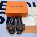 MONOGRAM PUFF STRAP PLATFORM SLIDE SANDALS
