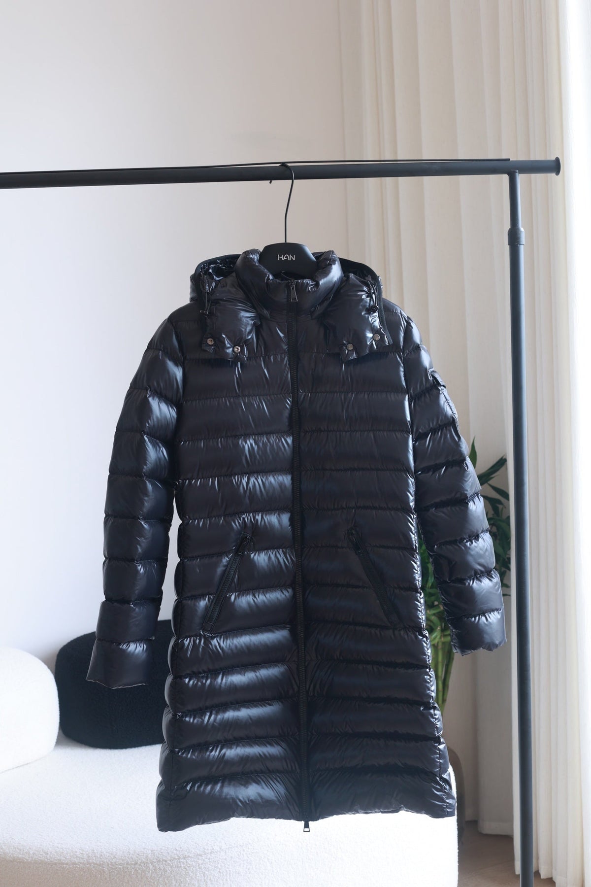 LONG HOODED QUILTED PUFFER COAT