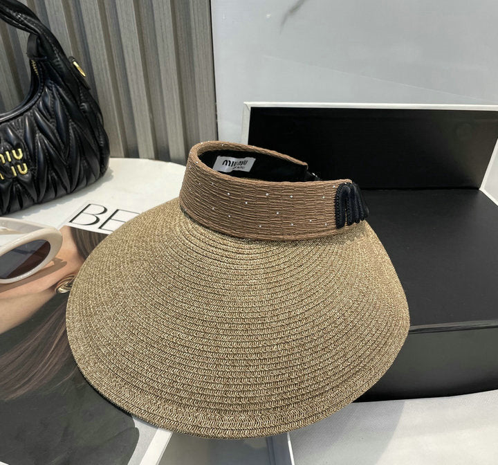 RAFFIA STYLE SUN VISOR WITH FRONT DETAIL