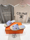 LIGHT BLUE ESPADRILLE STYLE SLIDE SANDALS