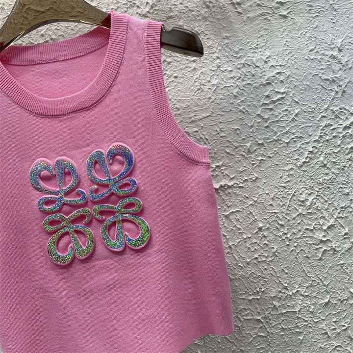 RAINBOW ANAGRAM EMBELLISHED KNIT TANK TOP