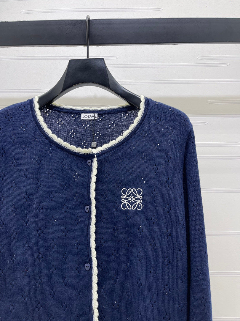 CONTRAST TRIM KNIT CARDIGAN