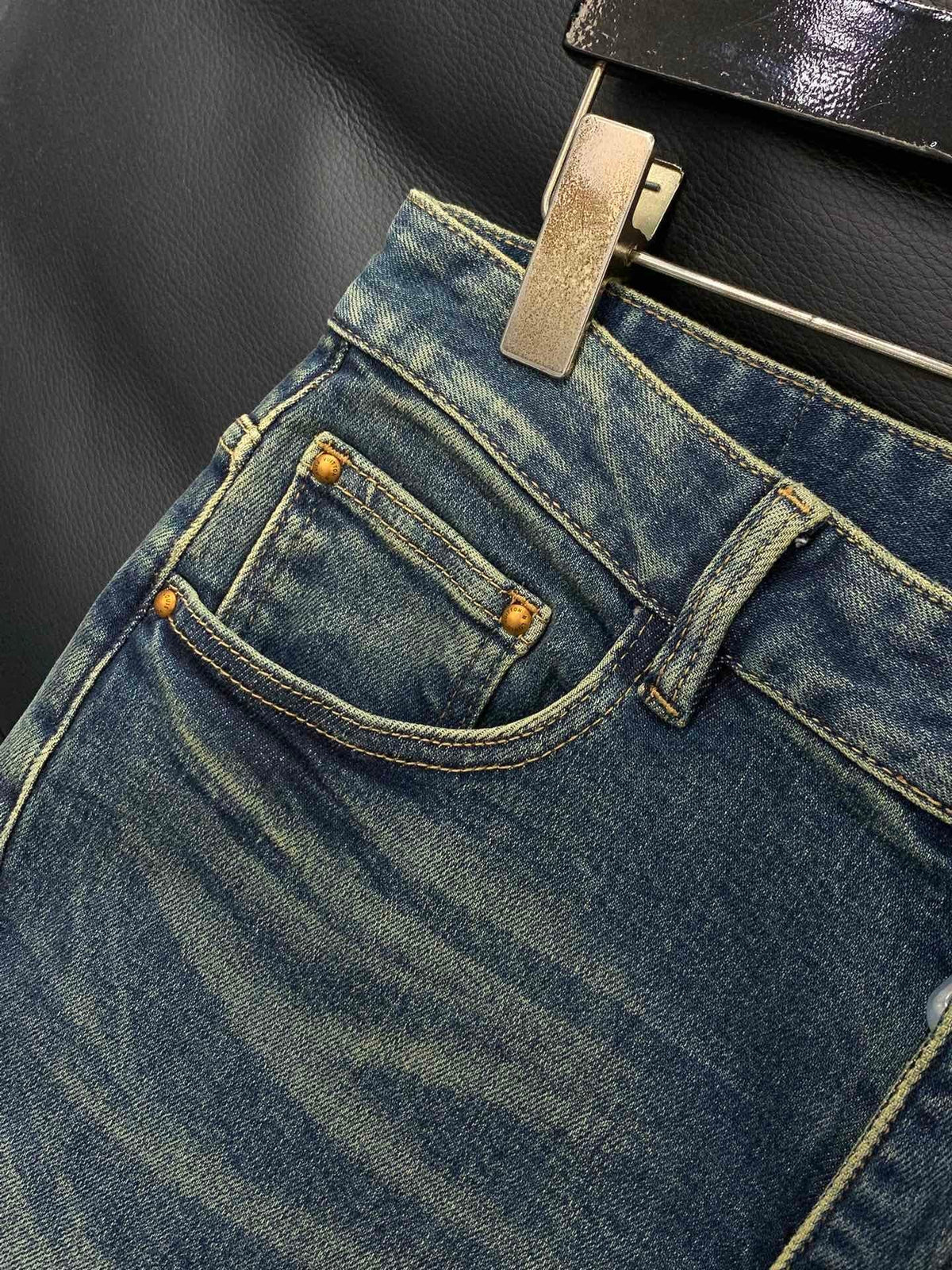 DISTRESSED SLIM-FIT GRAPHIC DENIM JEANS