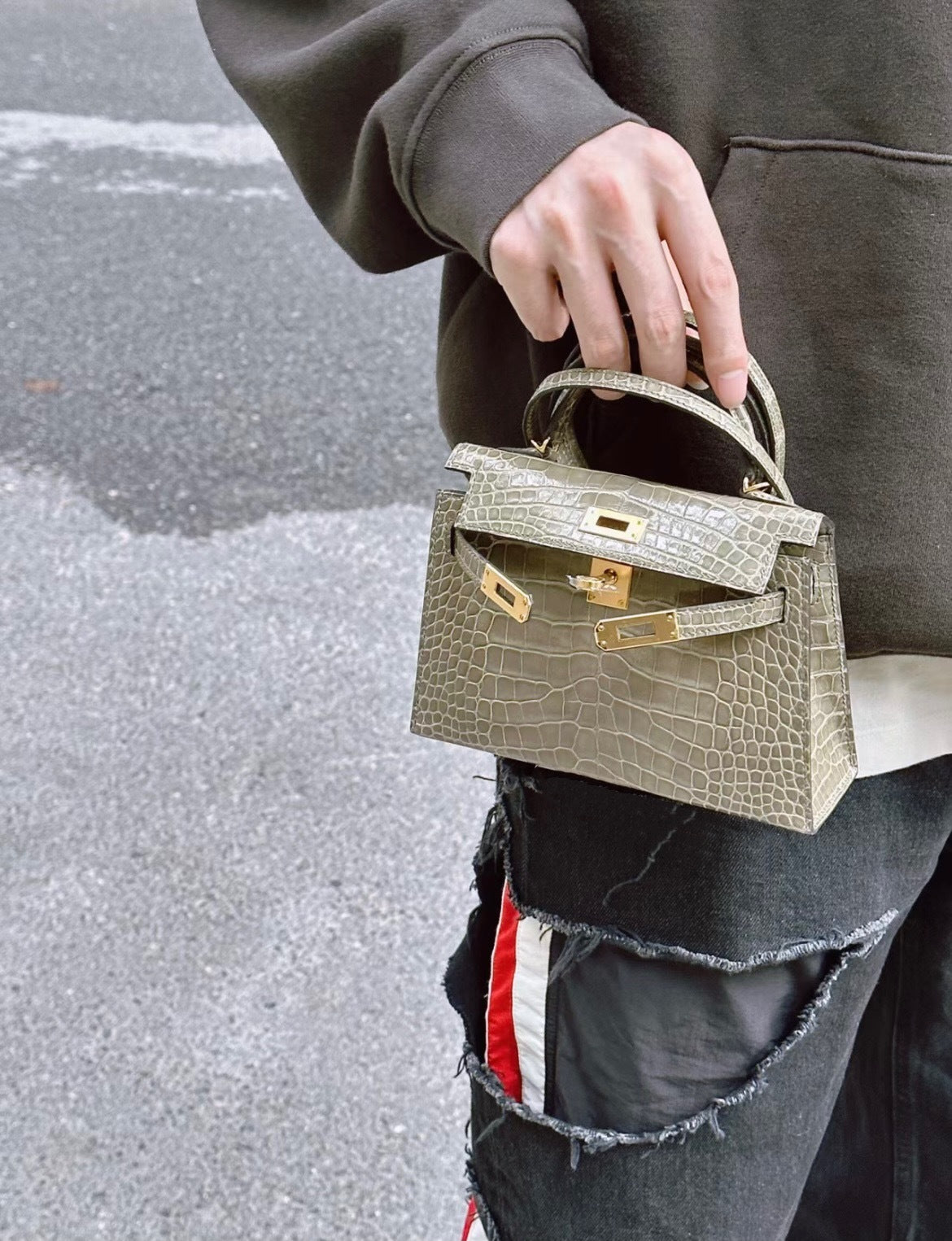 TAUPE CROCODILE BAG