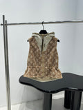 HOODED FAUX FUR ZIP VEST