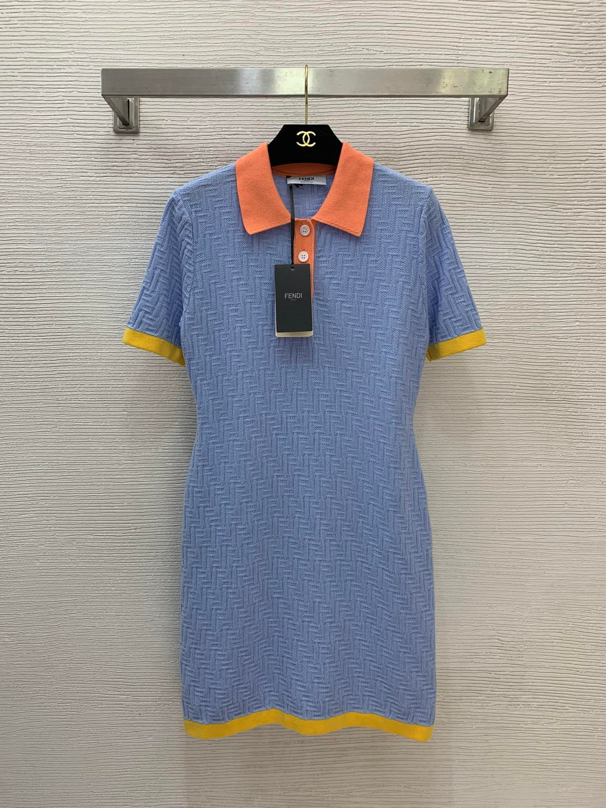 COLOR-BLOCK KNIT POLO DRESS