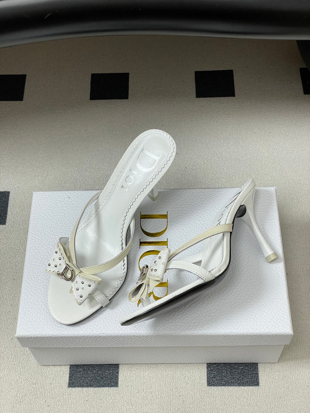 IVORY BOW DETAIL STRAP STILETTO SANDALS