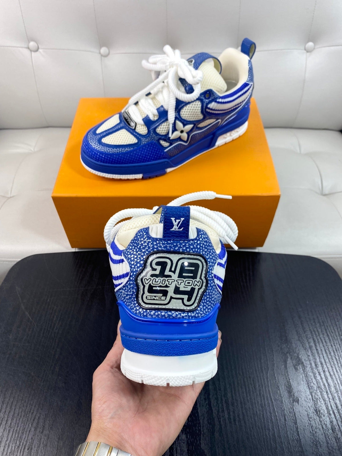 BLUE & CREAM CHUNKY SNEAKERS