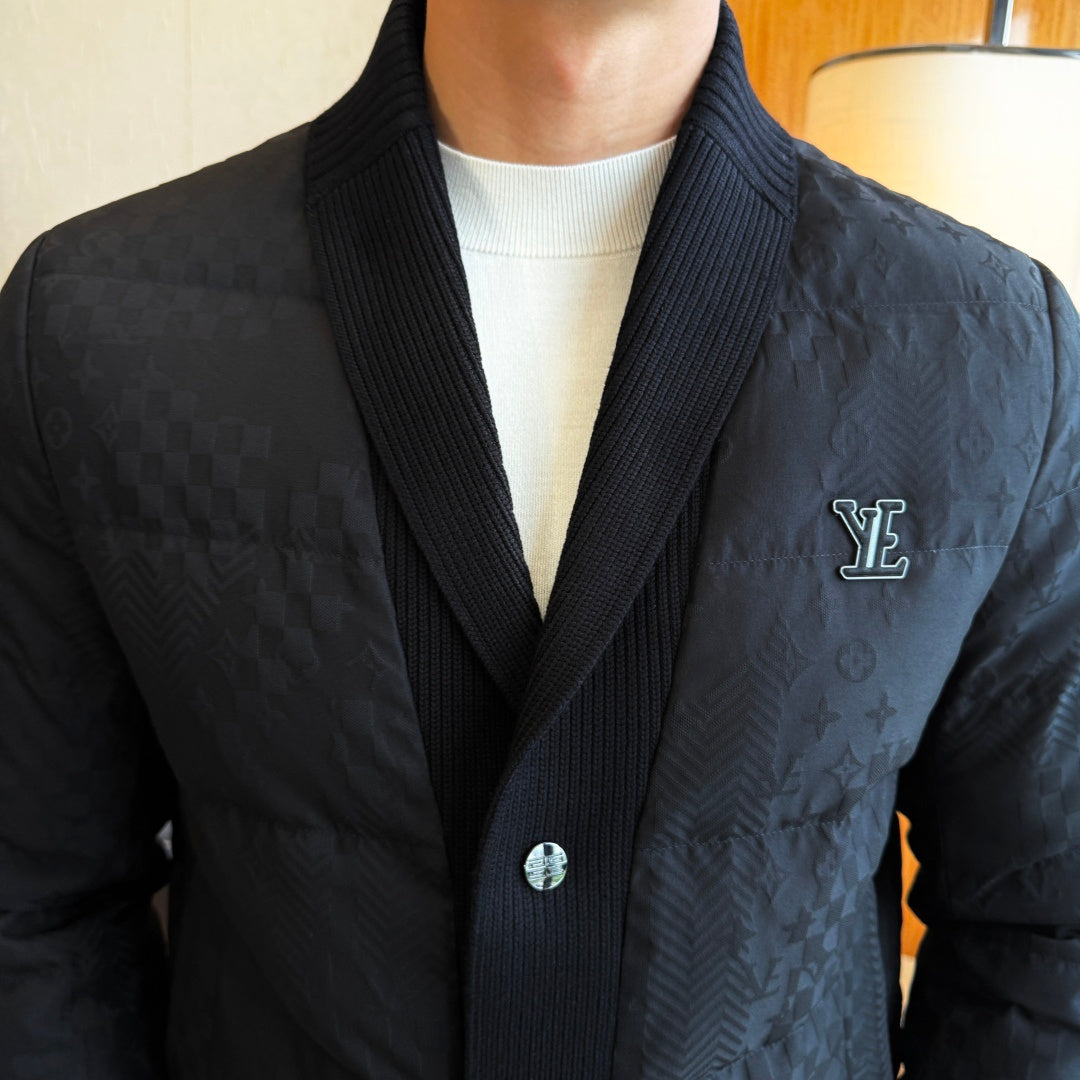 QUILTED KNIT-COLLAR PADDED JACKET