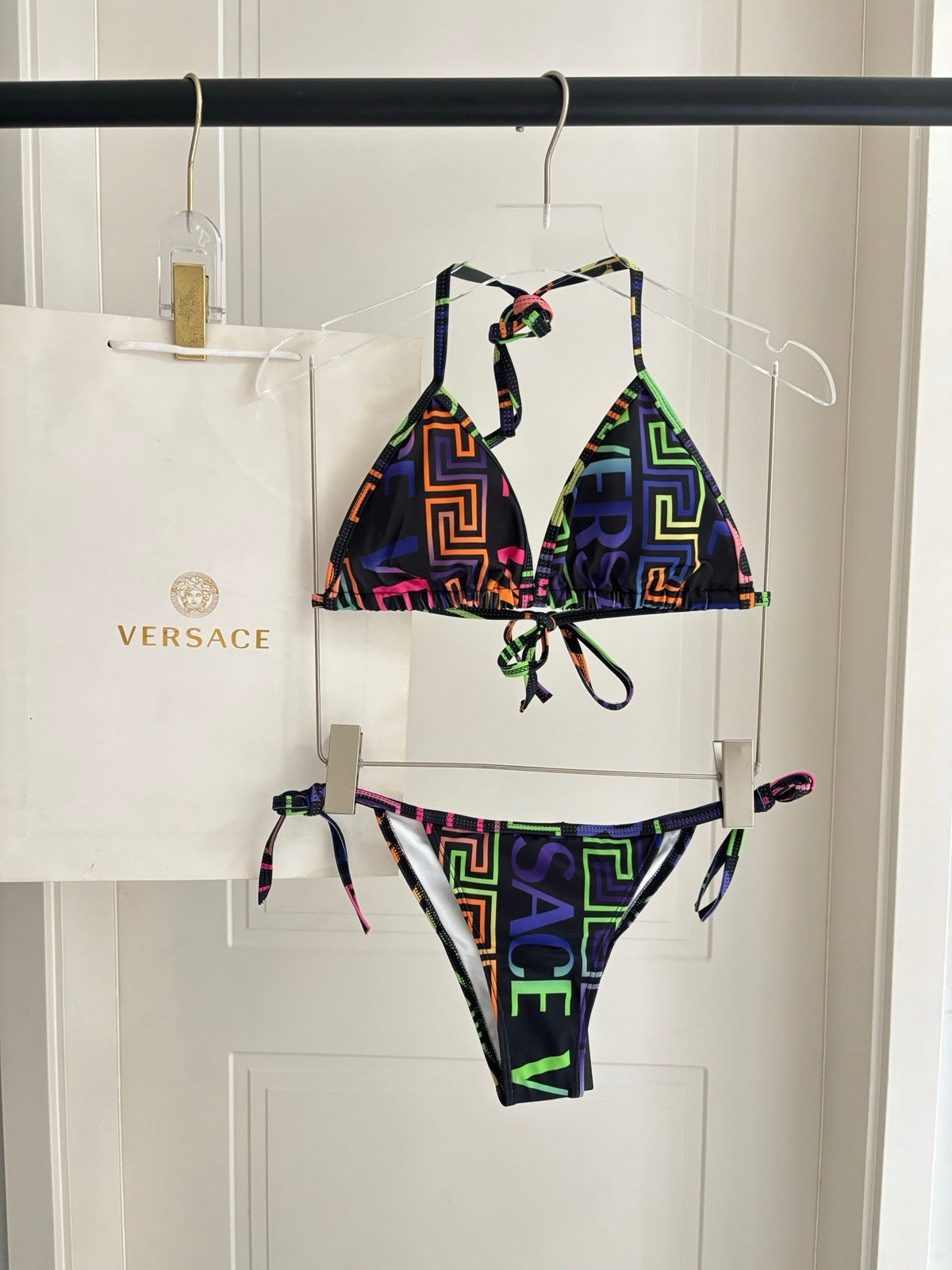 MULTICOLOR GEO PRINT STRING BIKINI SET