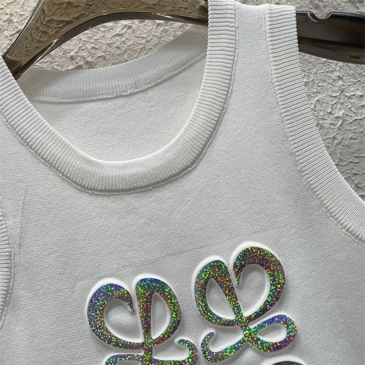 RAINBOW ANAGRAM EMBELLISHED KNIT TANK TOP