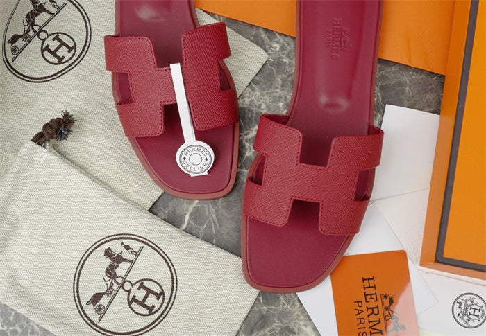 LUXE H-CUT LEATHER SLIDE SANDALS