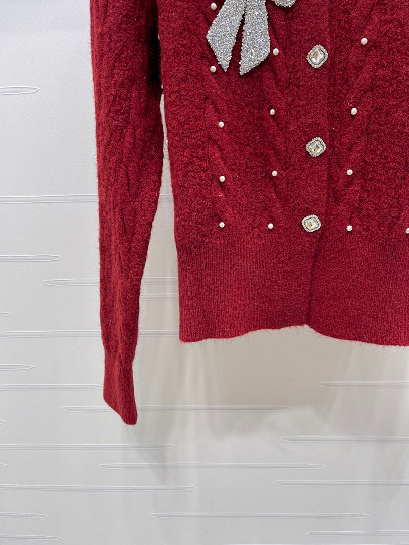 PEARL EMBELLISHED KNIT CARDIGAN