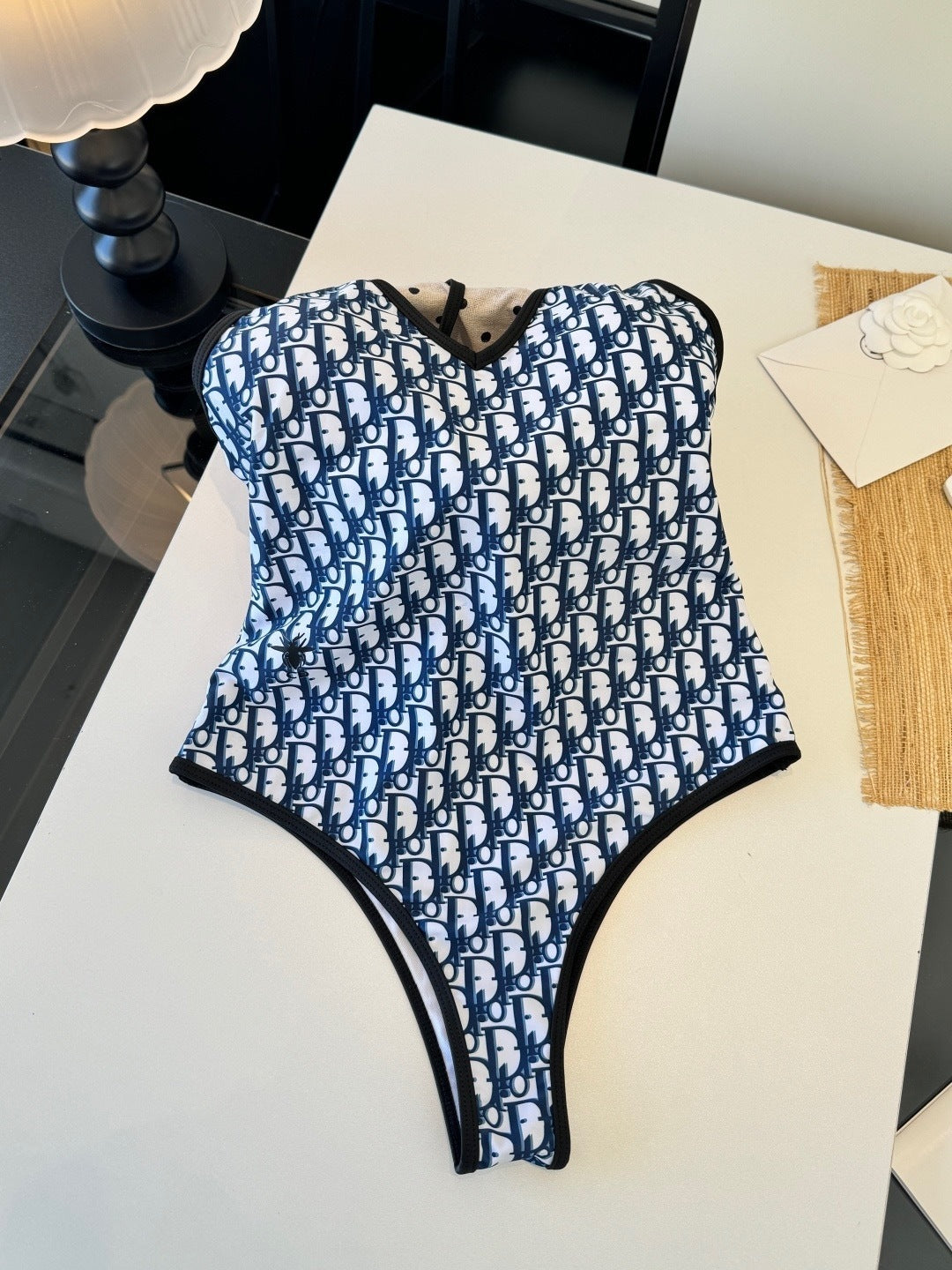 MONOGRAM V-NECK ONE-PIECE SWIMSUIT