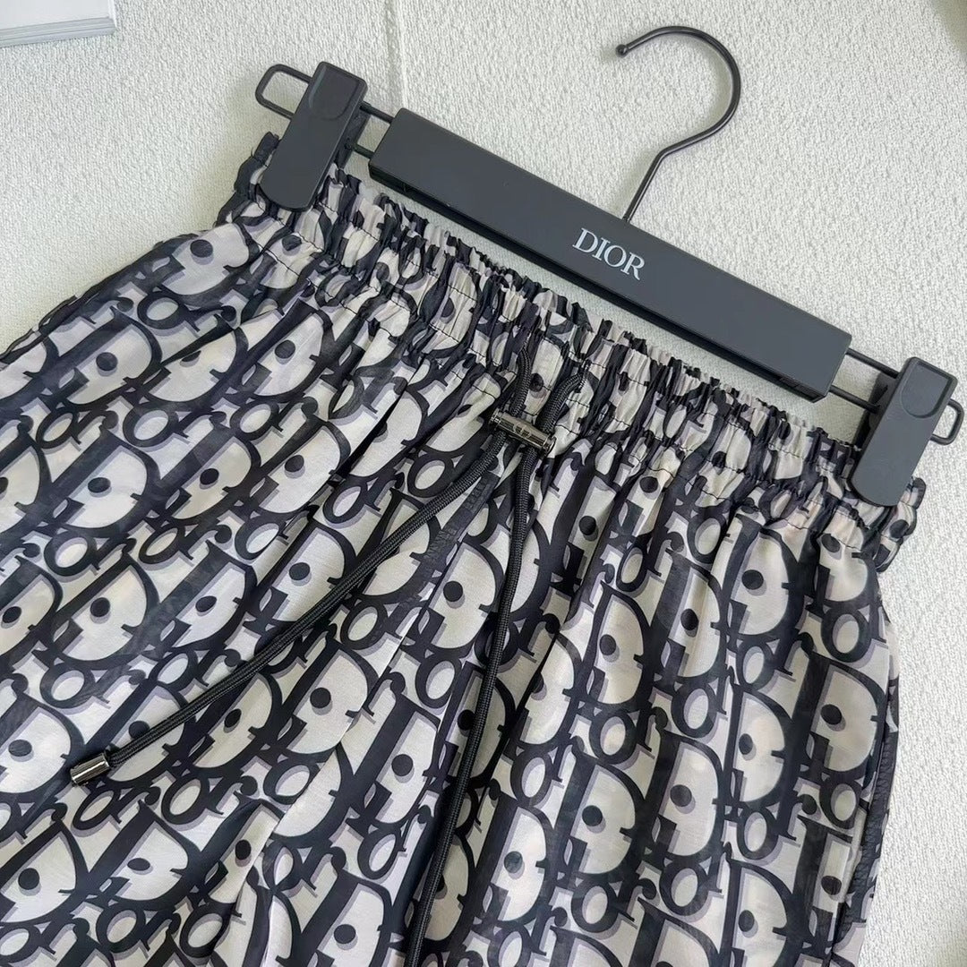 MONOGRAM PRINT FLOWY MINI SKIRT