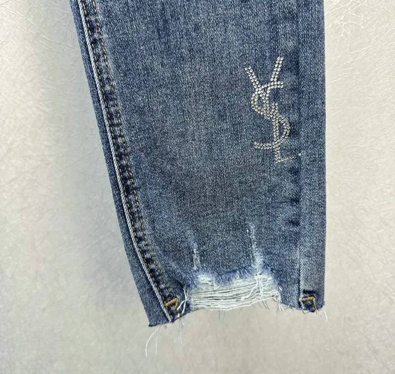 LOGO EMBROIDERED SLIM FIT DENIM JEANS