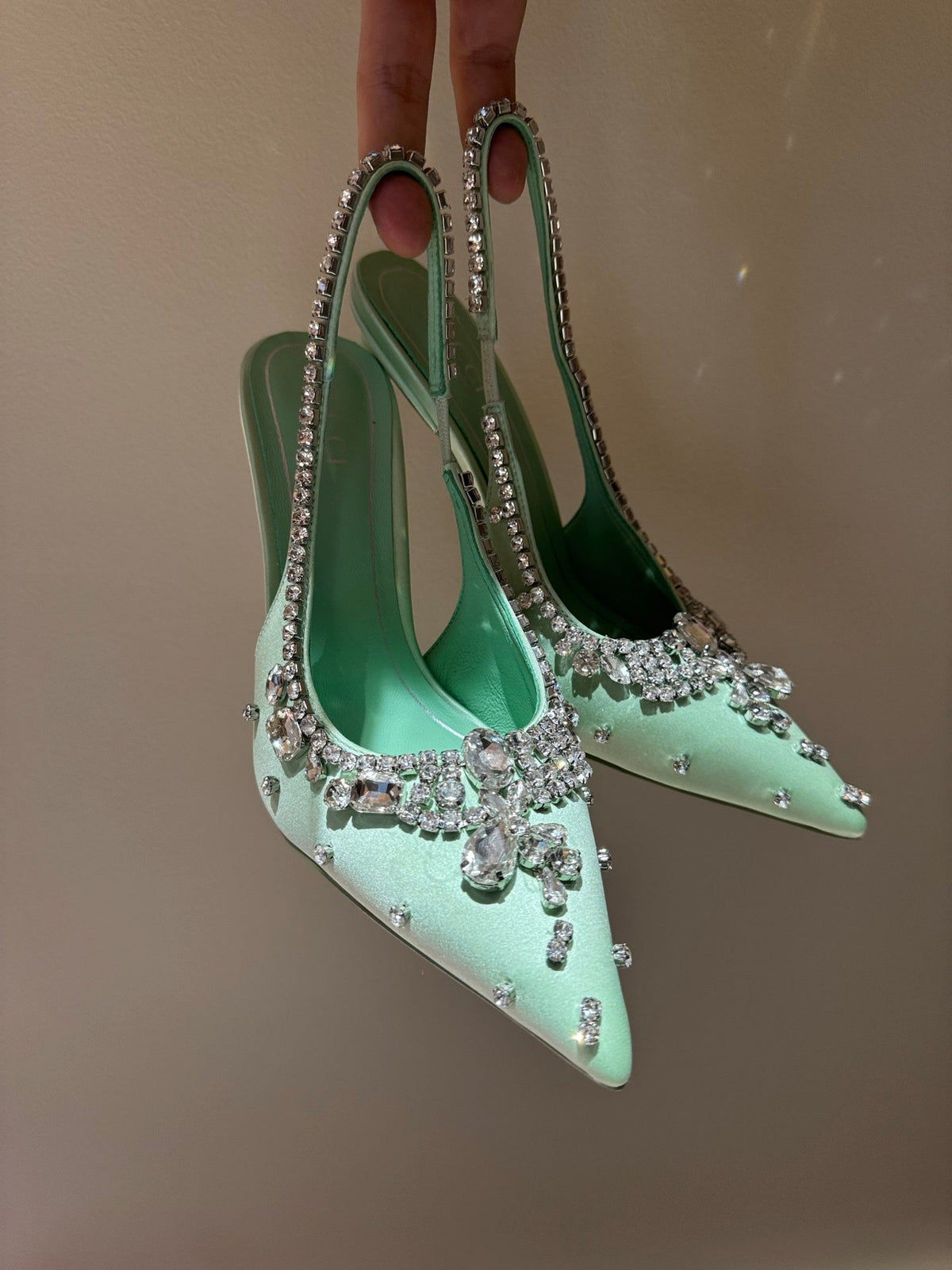 MINT EMBELLISHED SLINGBACK HEELS